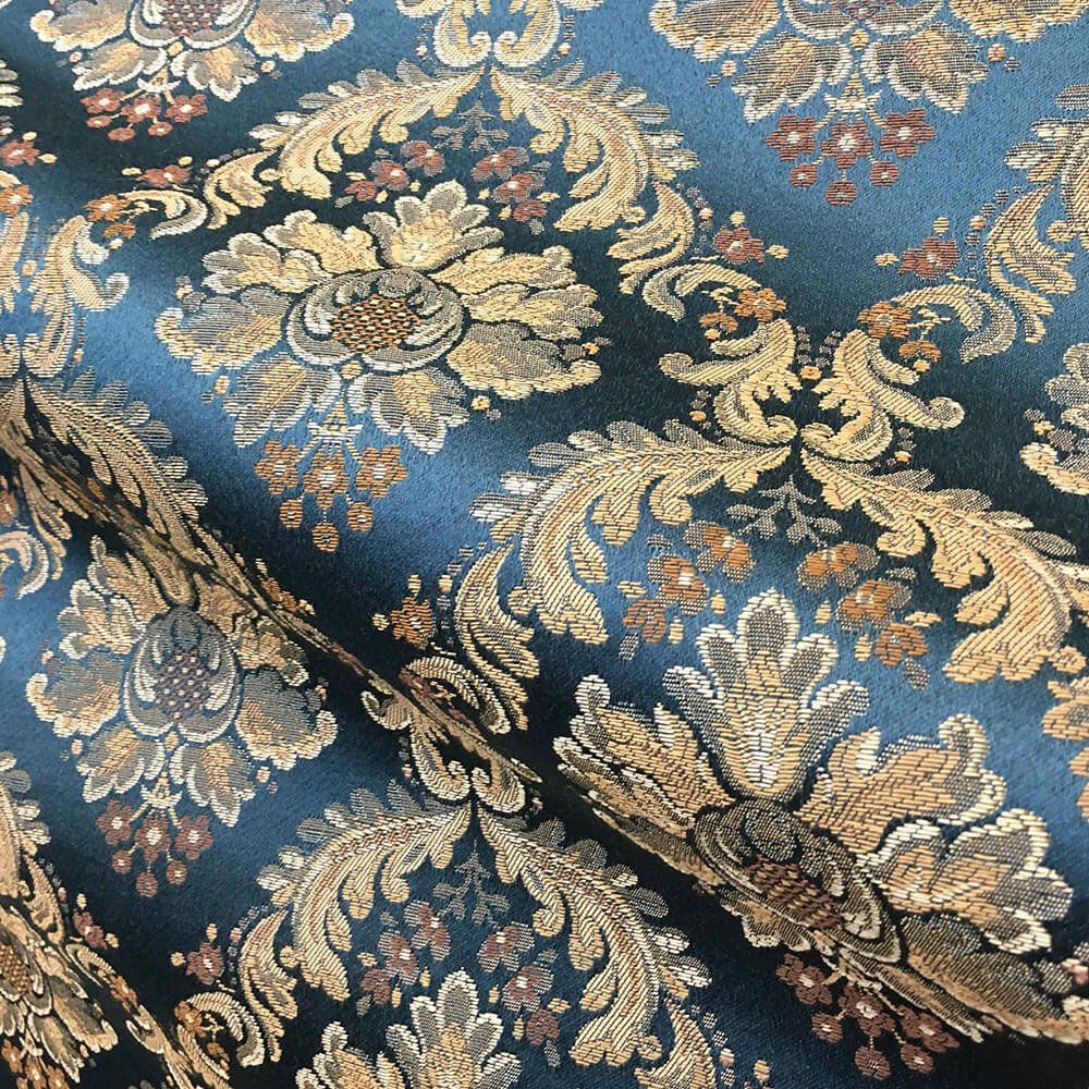 Jacquard damask fabric showing a flat reversible pattern